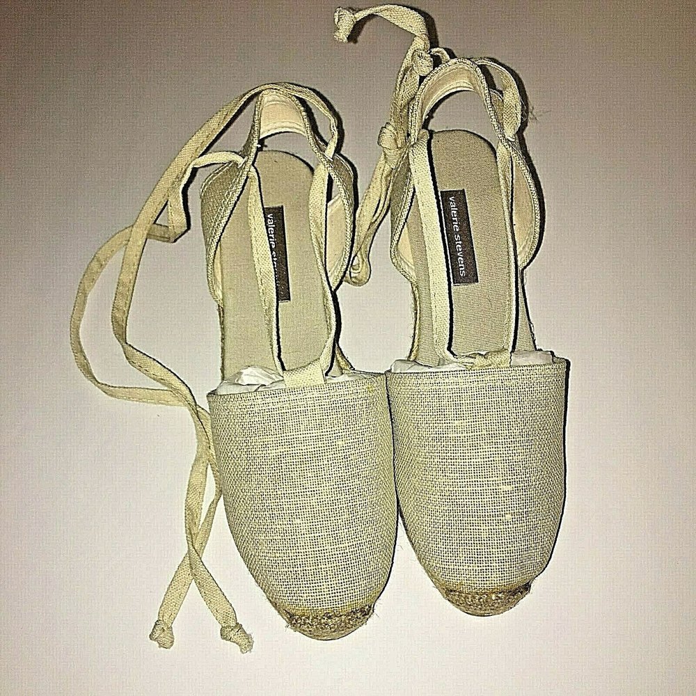 Valerie Stevens Womens Shoes Sandals Espadrilles Beige Wedges 6.5 M Boho Chic